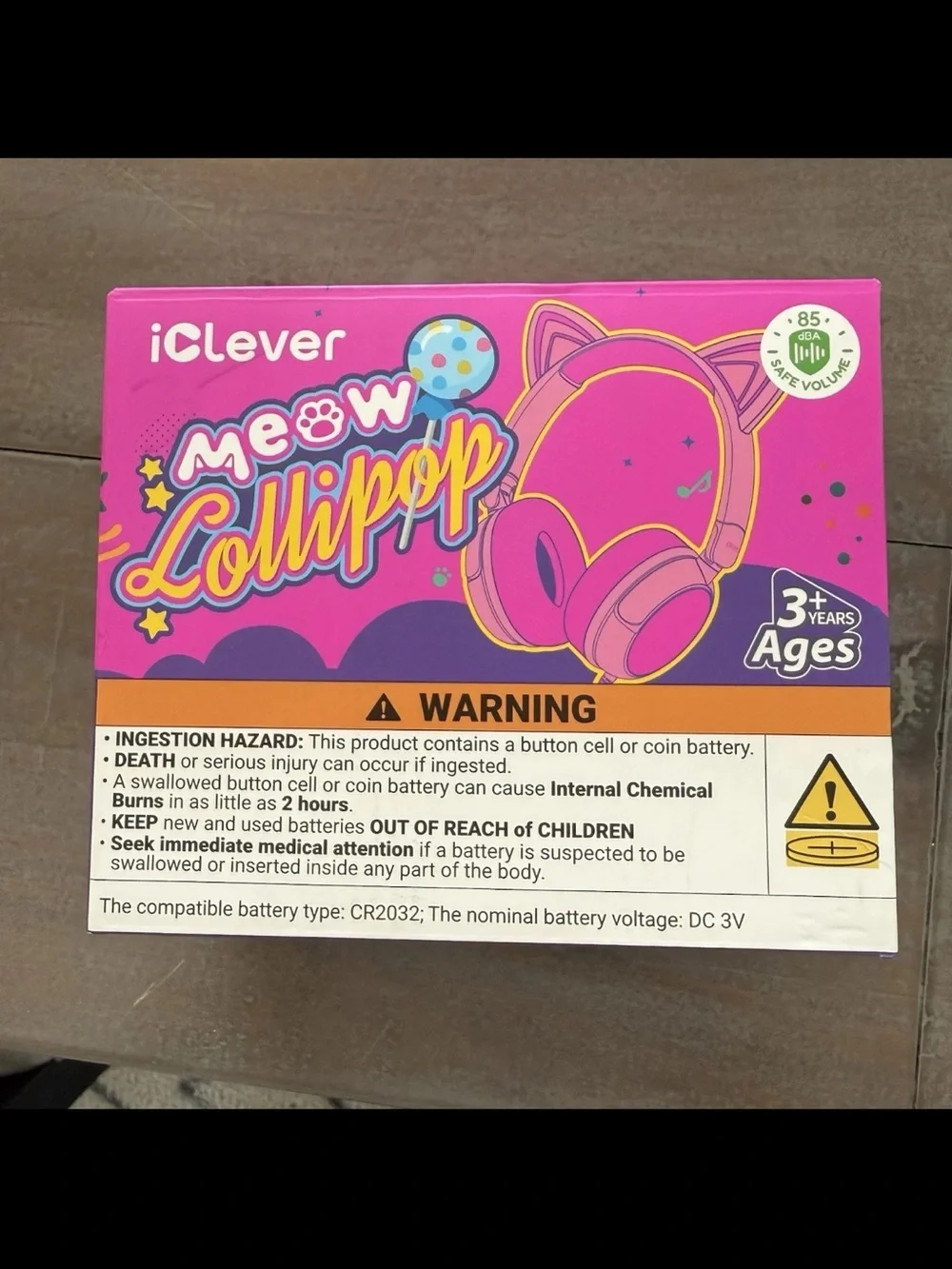 New iClever Meow Lollipop Wired Headphones Purple And Pink With Stickers new